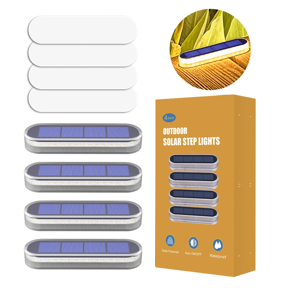 Solar Deck Step Lights With Auto On Off IP68 Waterproof