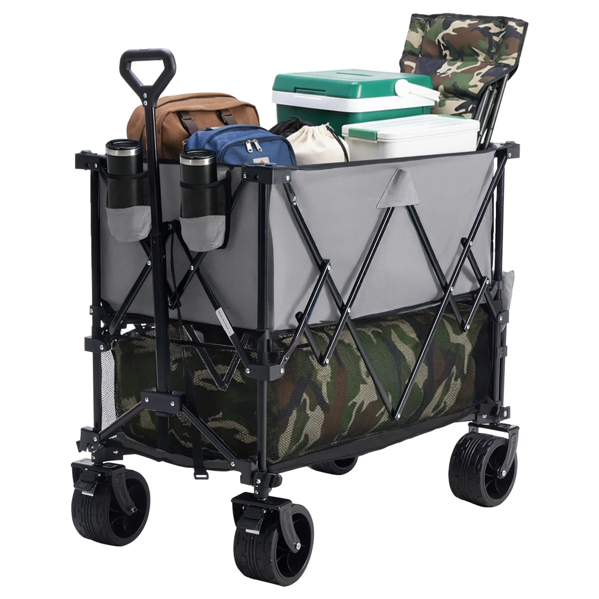 JHK Outdoor Double Decker Wagon Cart Collapsible Garden Beach Camping