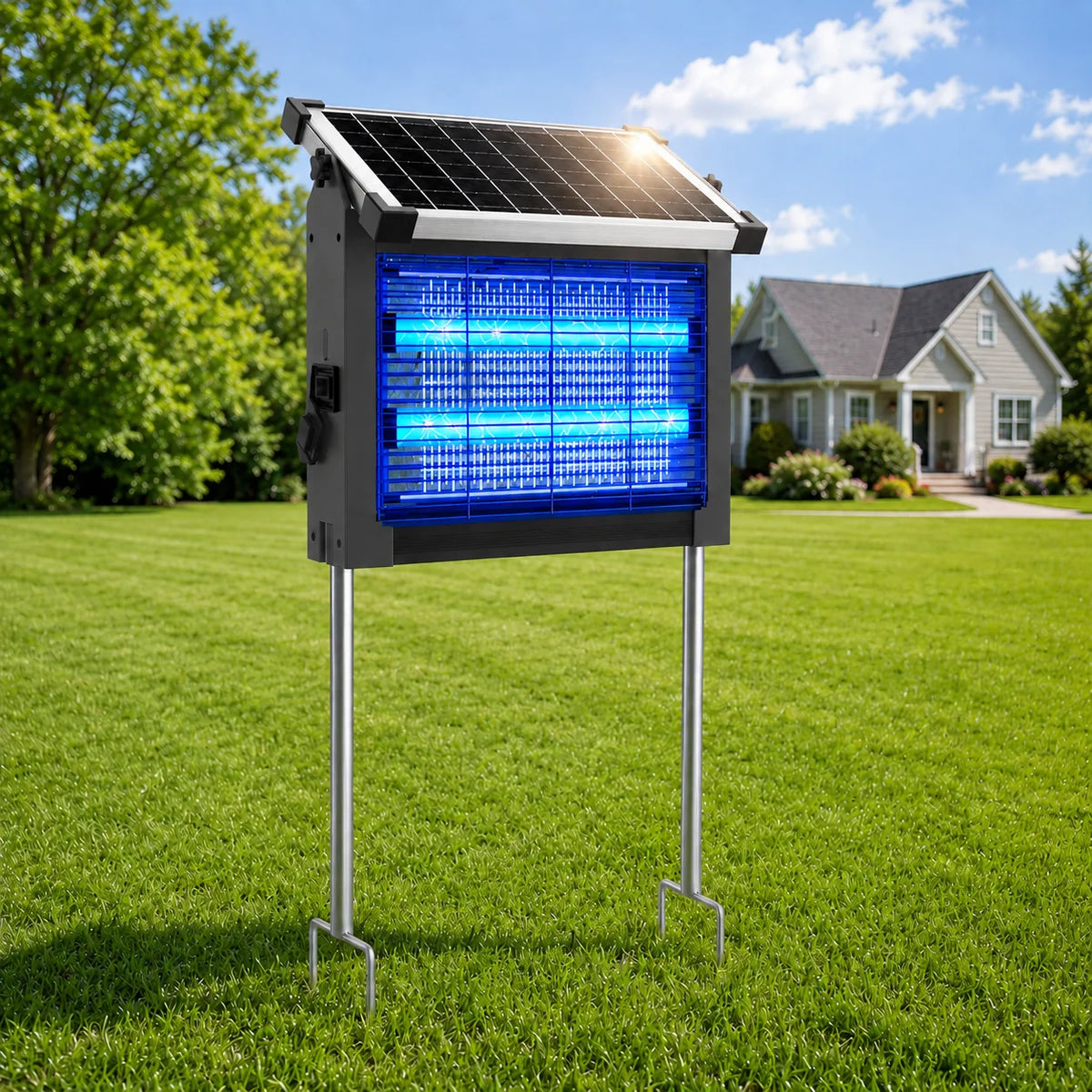 Waterproof Solar Bug Zapper With Panel Sensor For Outdoor Gardens